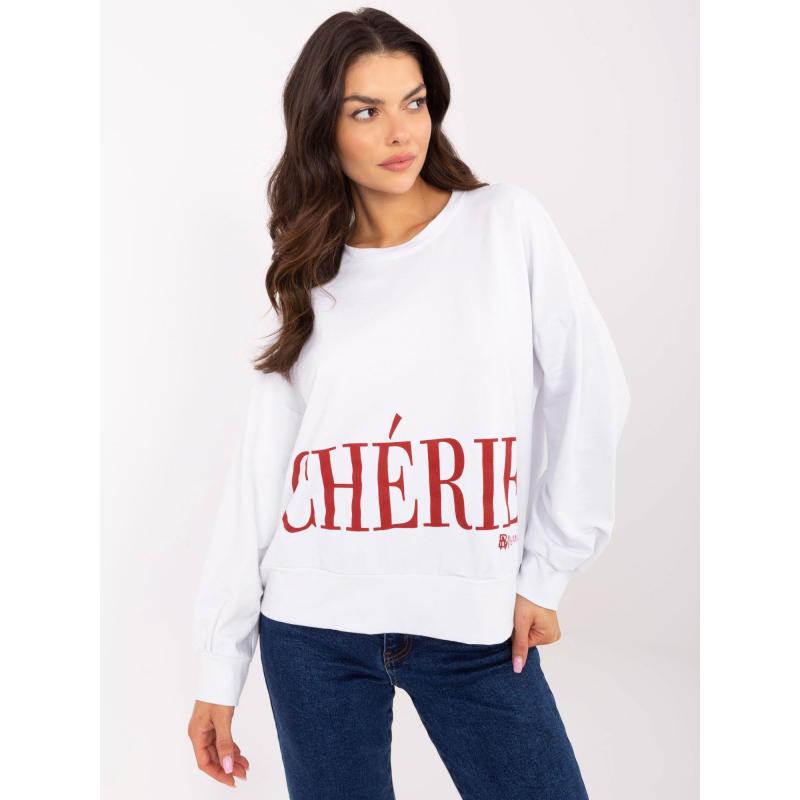 Bílá dámská mikina bez kapuce