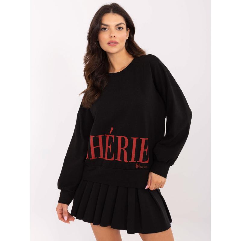 Černá bavlněná mikina s nápisem Cherie