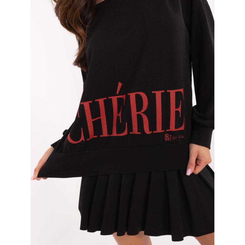 Černá bavlněná mikina s nápisem Cherie