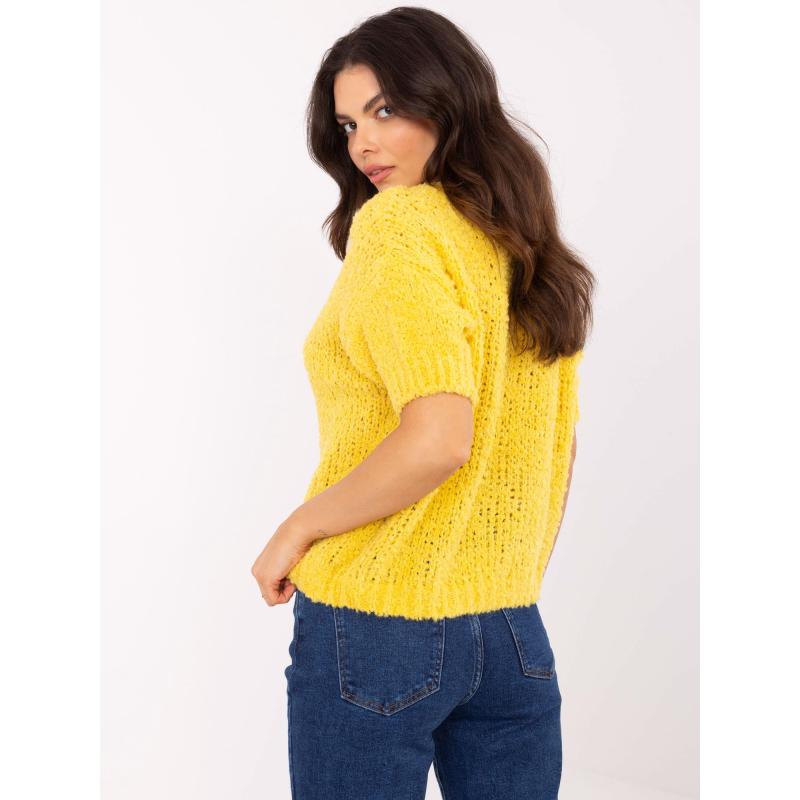 Női túlméretezett sárga rövid ujjú pulóver