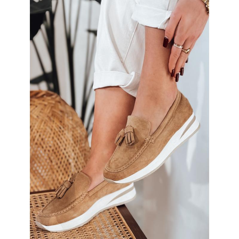 Dámske mokasíny s nízkym klinovým podpätkom MOCCKO khaki