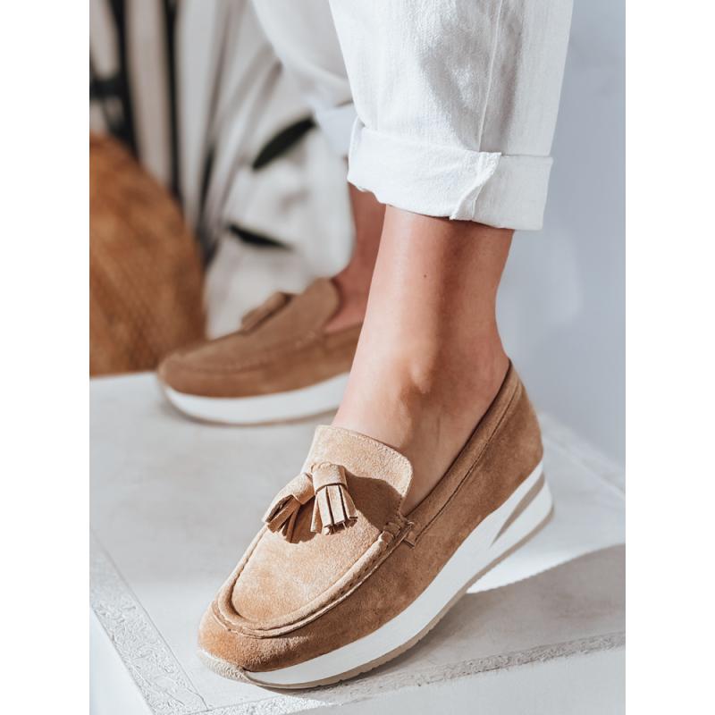 Dámske mokasíny s nízkym klinovým podpätkom MOCCKO khaki