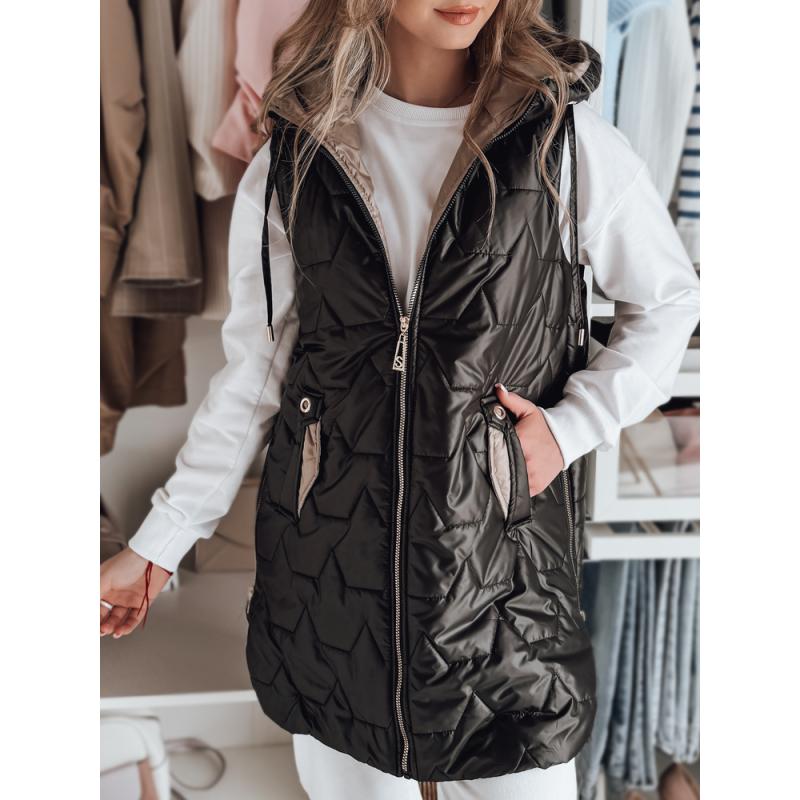 Női steppelt mellény GLITTI fekete