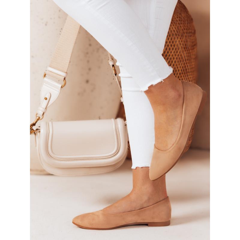 Női balerina cipő, lapos sarokkal, GLAMINO, khaki