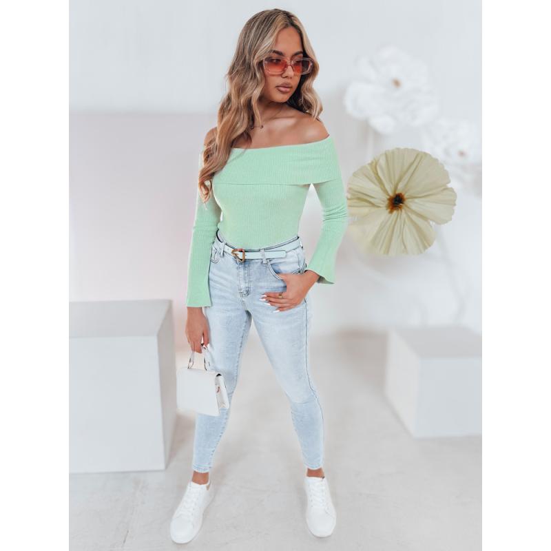 Dámský svetr jedné velikosti  s otevřenými rameny SHOWIT světle zelená