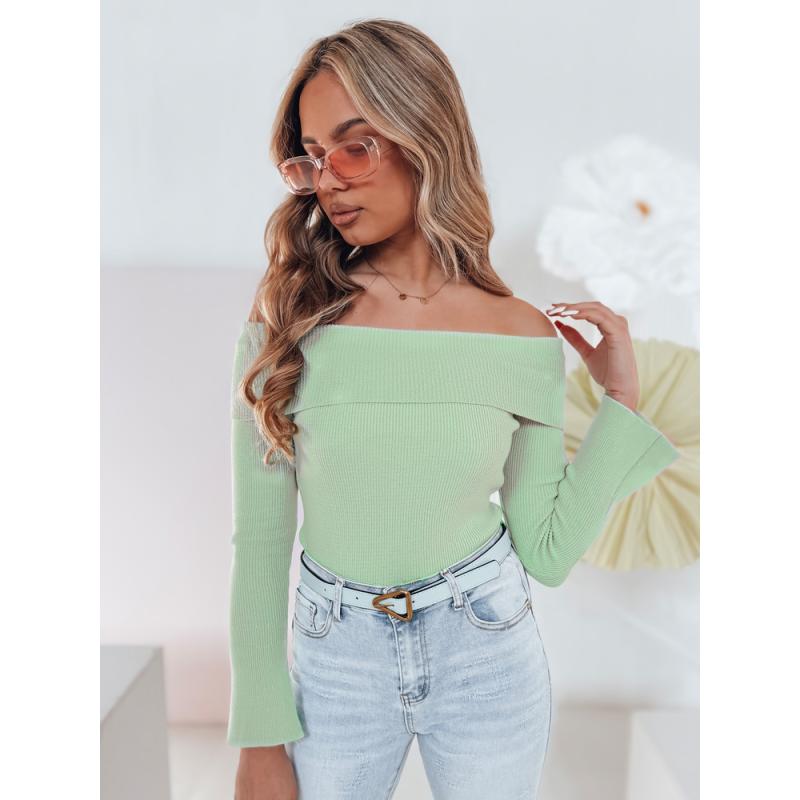 Dámský svetr jedné velikosti  s otevřenými rameny SHOWIT světle zelená