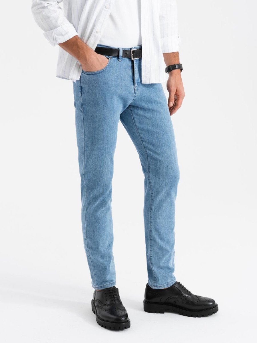 Pánské klasické seprané džíny REGULAR FIT - šedé V4 OM-PADP-0217
