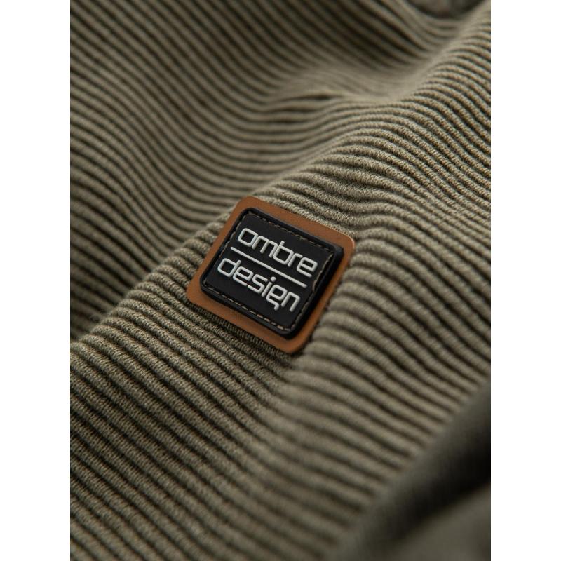 Pletený pánský svetr RELAXED FIT se vzory - tmavě modrý V1 OM-SWSW-0111