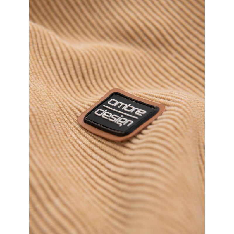 Kötött férfi RELAXED FIT pulóver mintákkal - tengerészkék V1 OM-SWSW-0111 OM-SWSW-0111