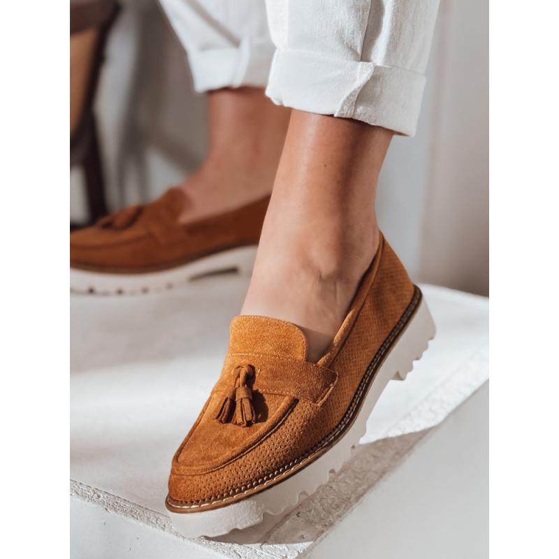 Dámské mokasíny s prolamovaným vzorem VANESSO kamelové