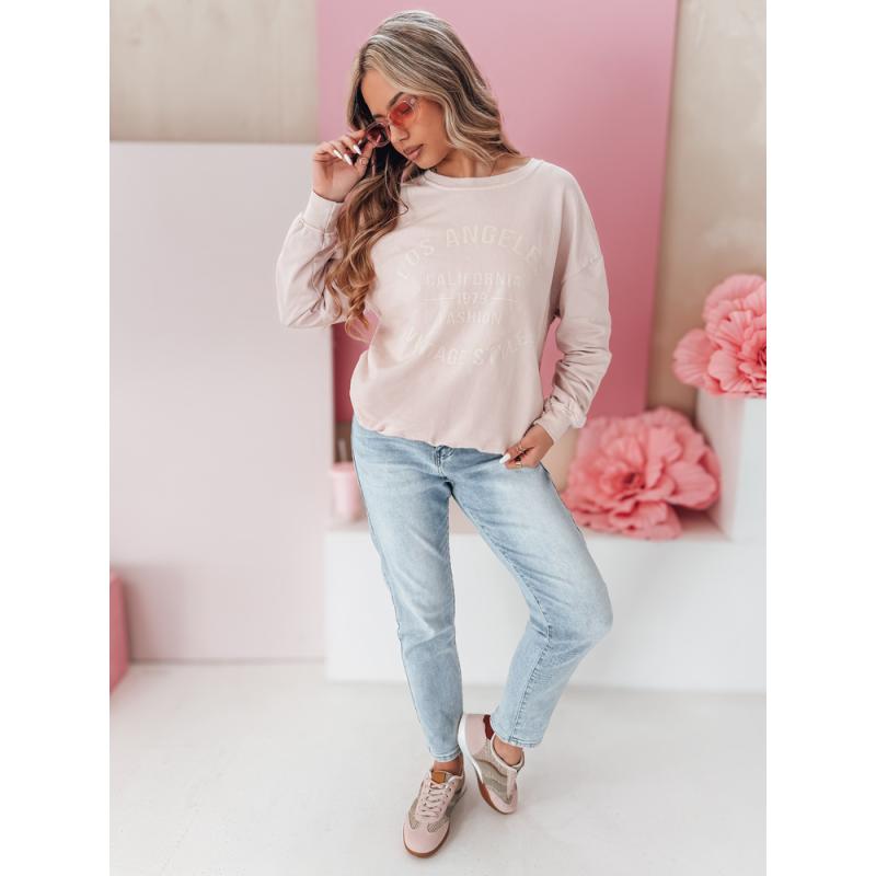 Női pulóver, egy méret, oversize, KALISTYLE púderrózsaszín