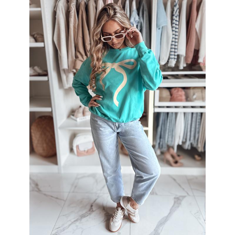 Női pulóver, egy méret, oversize, SOFTTIE türkiz