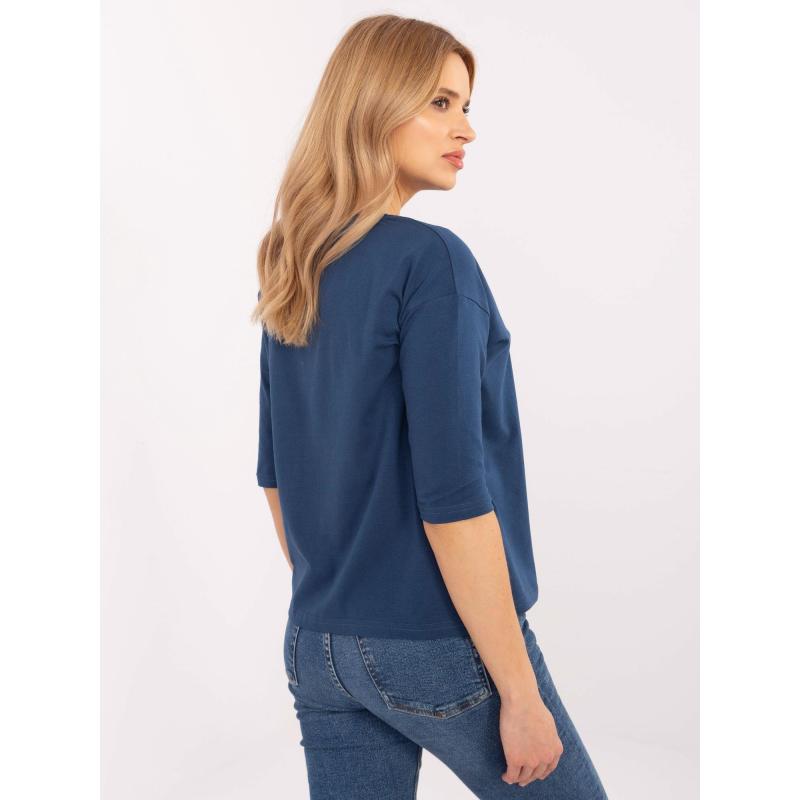 Námořnicky modrá dámská halenka s 3/4 rukávy