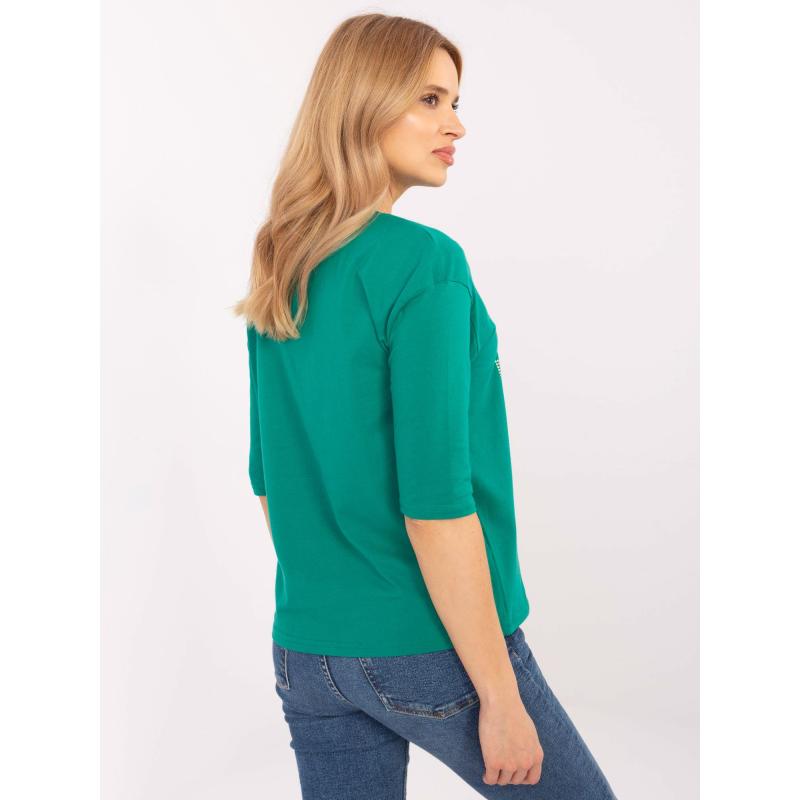 Zöld pamut blúz 3/4-es ujjakkal