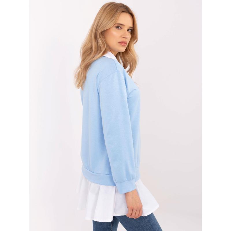 Světle modrá dámská halenka 2 v 1 s košilovou vsadkou