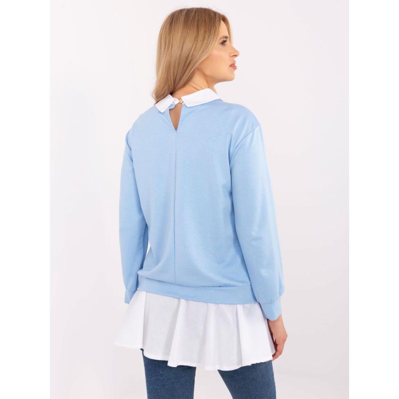 Světle modrá dámská halenka 2 v 1 s košilovou vsadkou