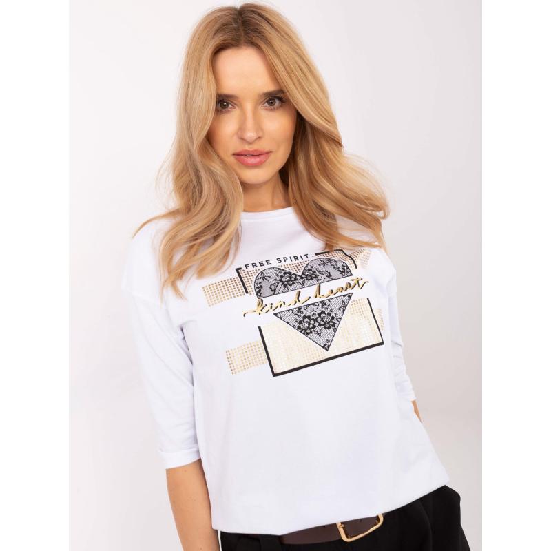 Fehér pamut blúz felirattal