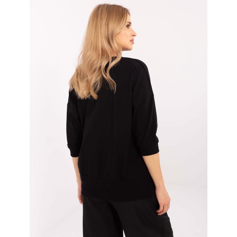 Fekete pamutblúz hímzéssel