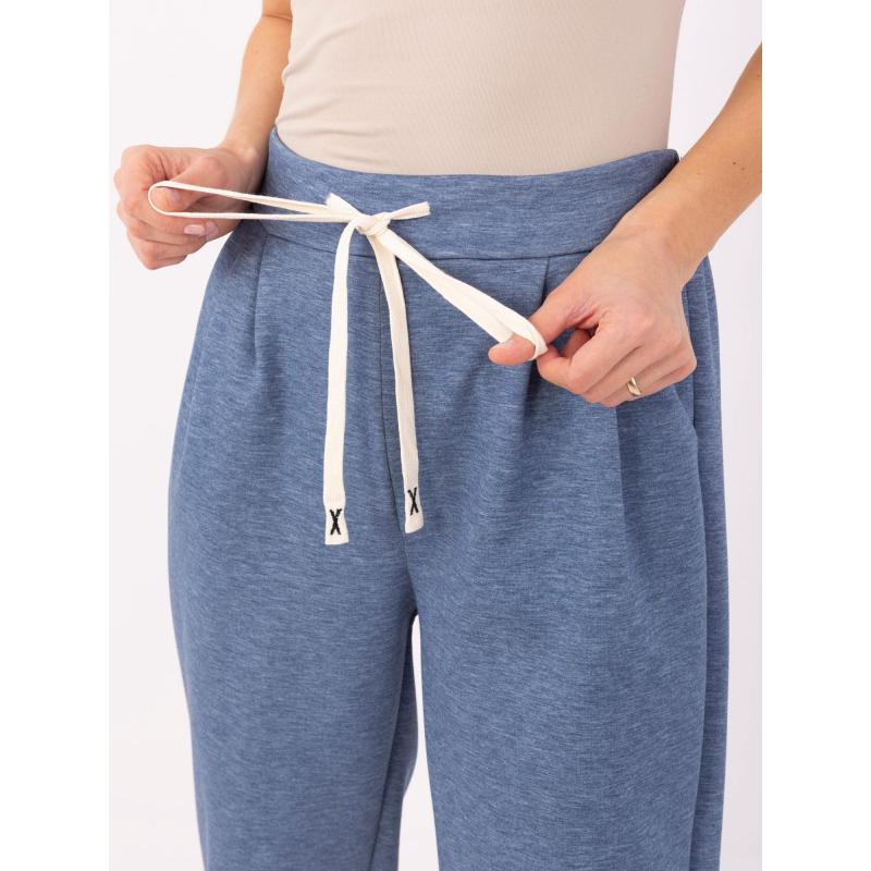 Sötétkék melange hosszú nadrág húzózsinórral