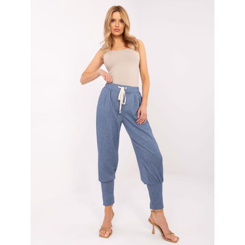 Sötétkék melange hosszú nadrág húzózsinórral