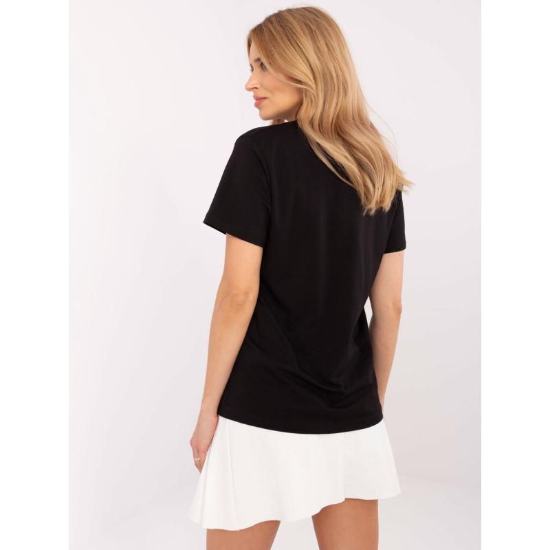 Černé dámské tričko s kamínkovou aplikací