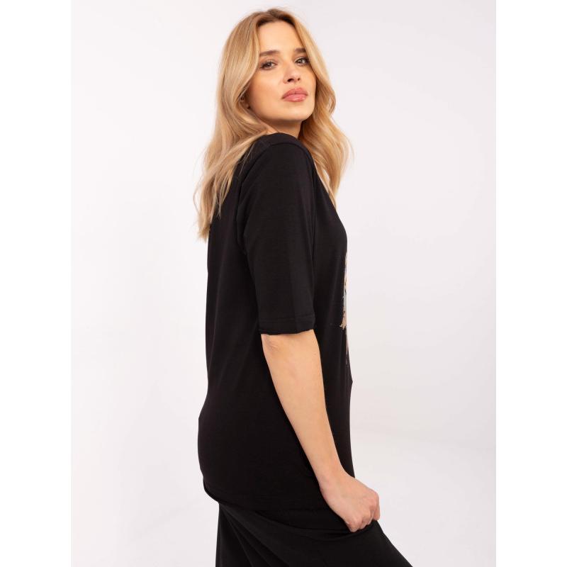 Černá bavlněná halenka s 3/4 rukávy