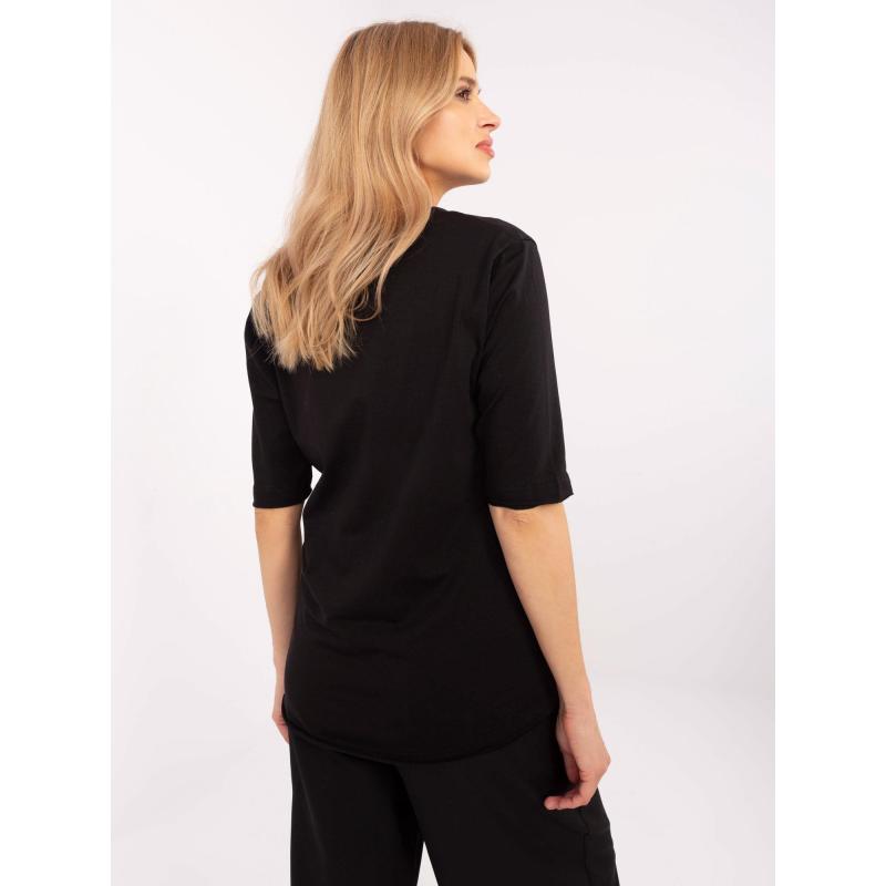 Černá bavlněná halenka s 3/4 rukávy