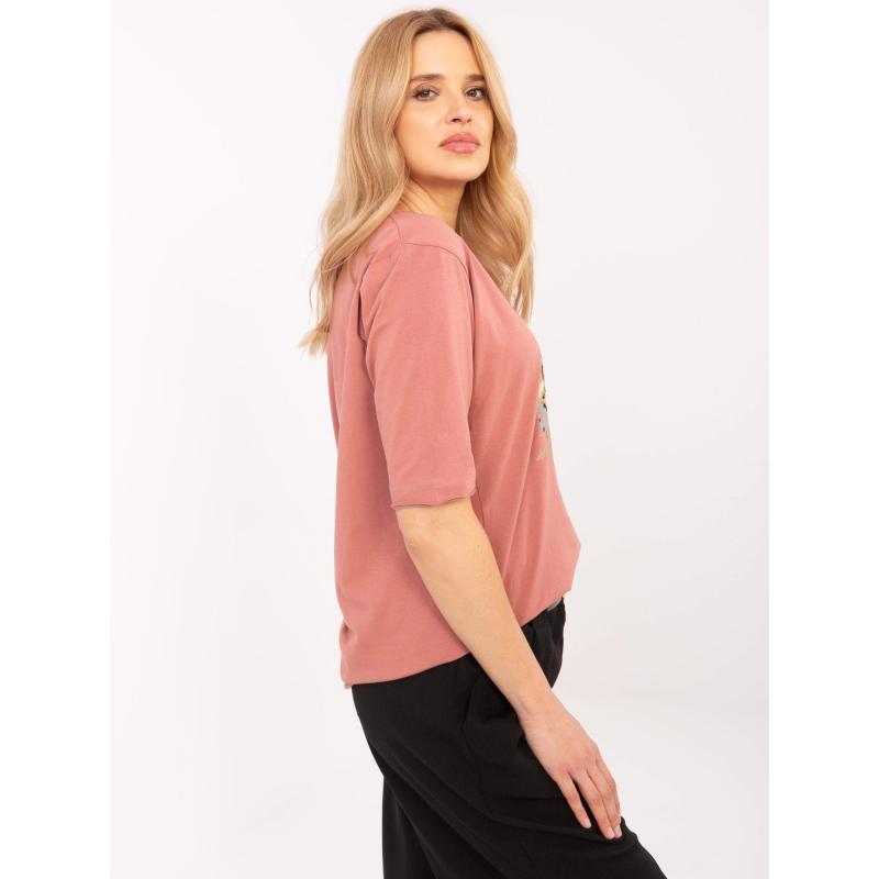 Špinavě růžová ležérní halenka s potiskem