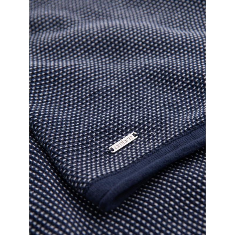 Pletený pánský svetr RELAXED FIT se vzory - tmavě modrý V1 OM-SWSW-0111