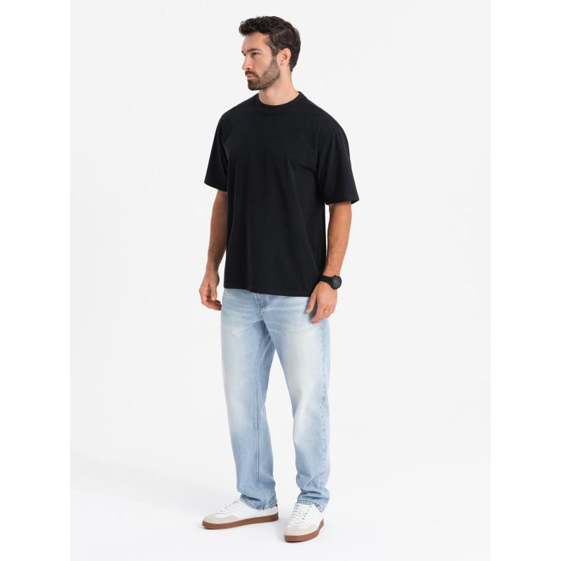 Pánské tričko LOOSE FIT s kapsou - béžové V1 OM-TSCT-0171