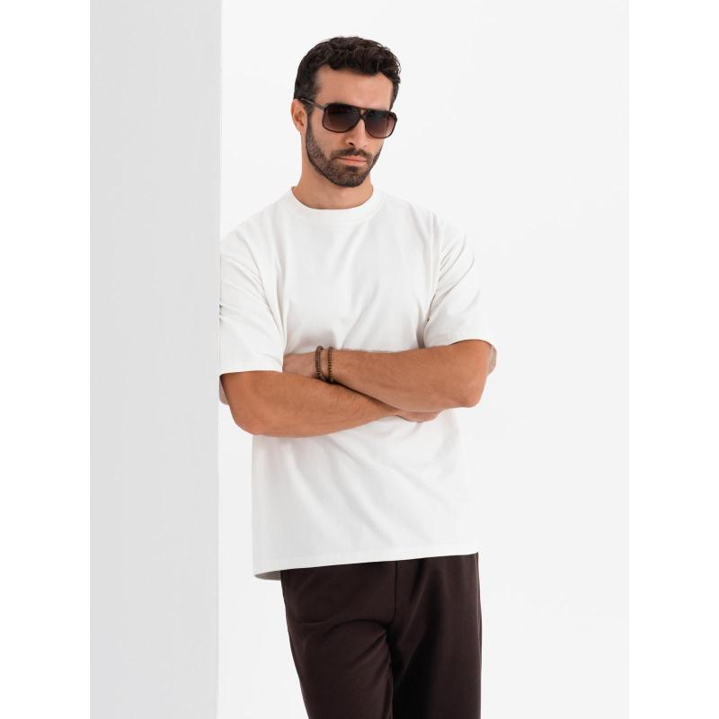 Férfi LOOSE FIT póló zsebbel - bézs V1 OM-TSCT-0171