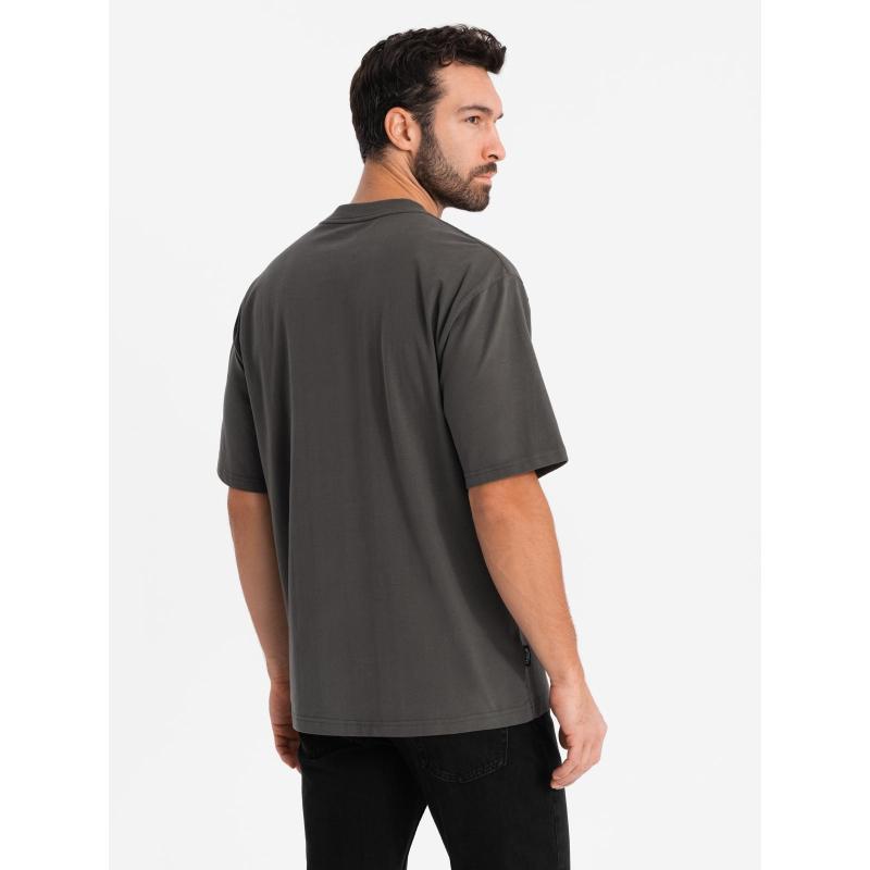 Pánské tričko LOOSE FIT s kapsou - béžové V1 OM-TSCT-0171