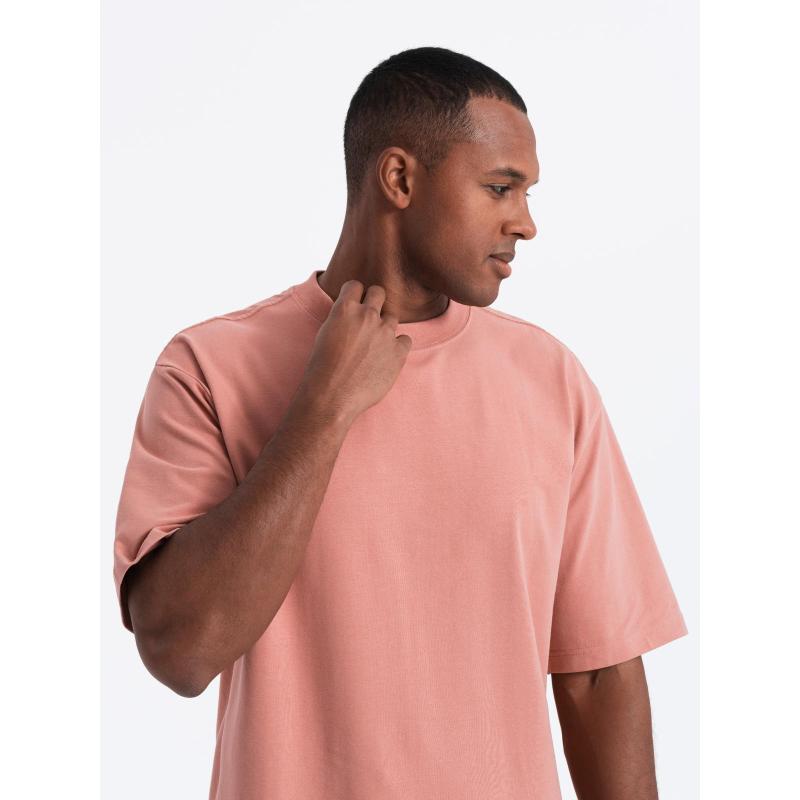 Pánské tričko LOOSE FIT s kapsou - béžové V1 OM-TSCT-0171