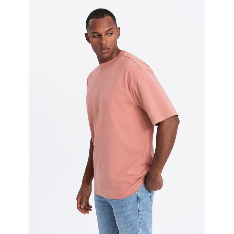 Pánské tričko LOOSE FIT s kapsou - béžové V1 OM-TSCT-0171