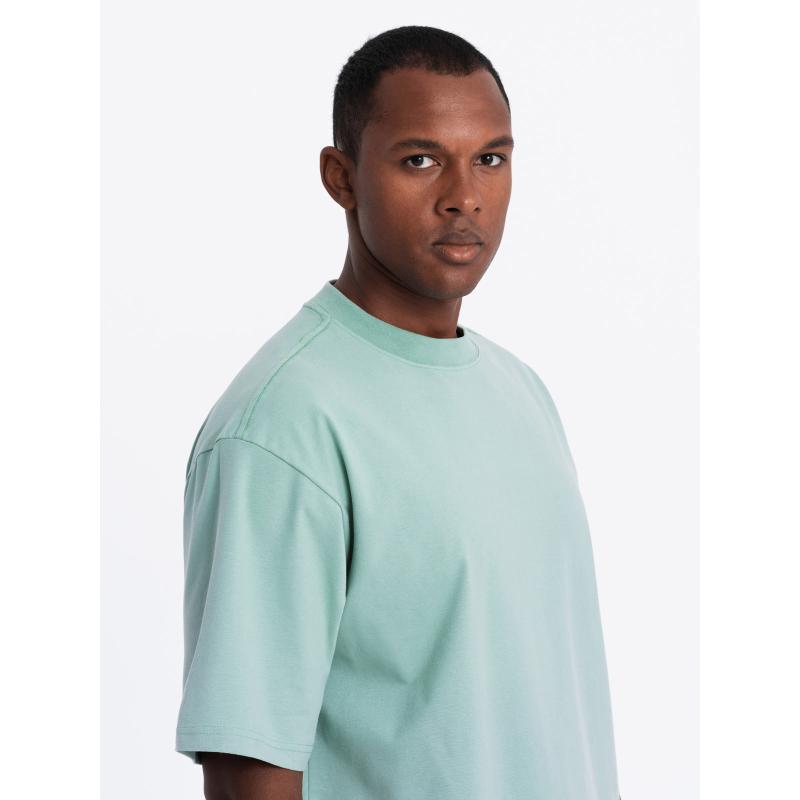 Pánské tričko LOOSE FIT s kapsou - béžové V1 OM-TSCT-0171