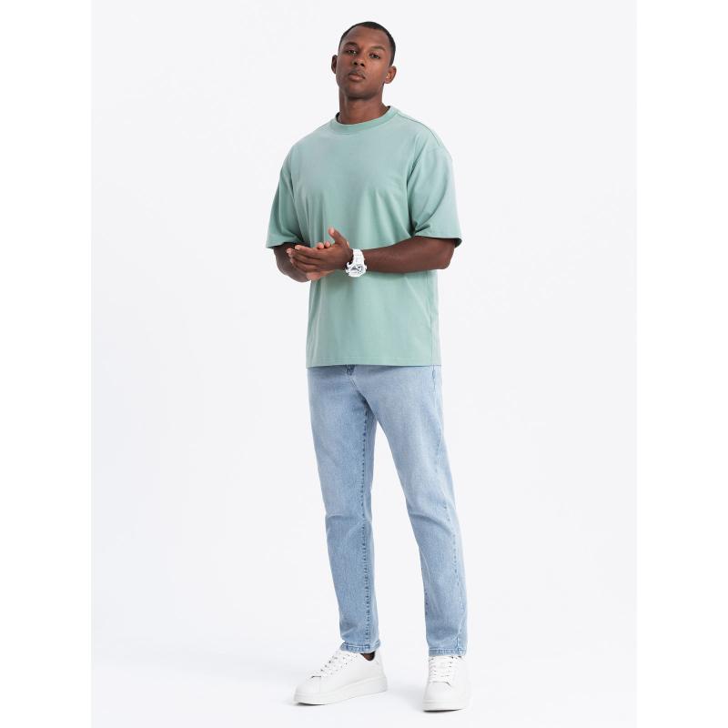 Pánské tričko LOOSE FIT s kapsou - béžové V1 OM-TSCT-0171