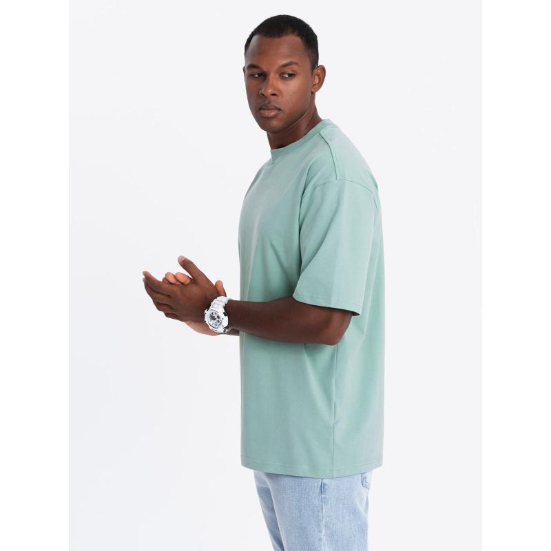 Pánské tričko LOOSE FIT s kapsou - béžové V1 OM-TSCT-0171