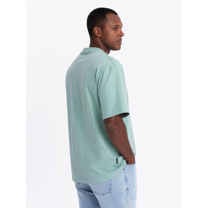 Pánské tričko LOOSE FIT s kapsou - béžové V1 OM-TSCT-0171