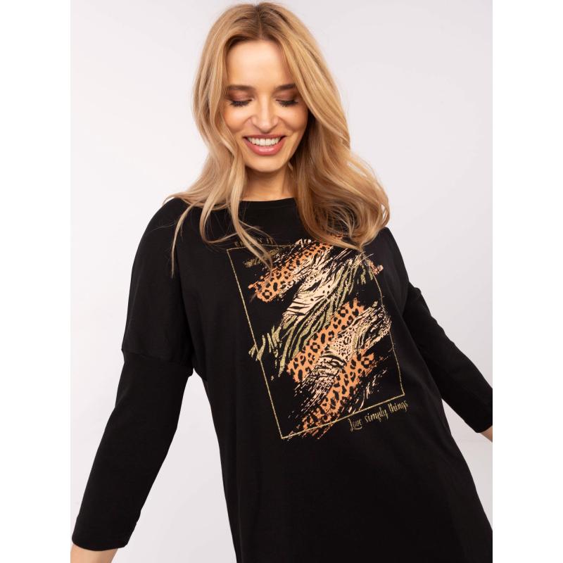 Černá dlouhá dámská halenka s rozparky