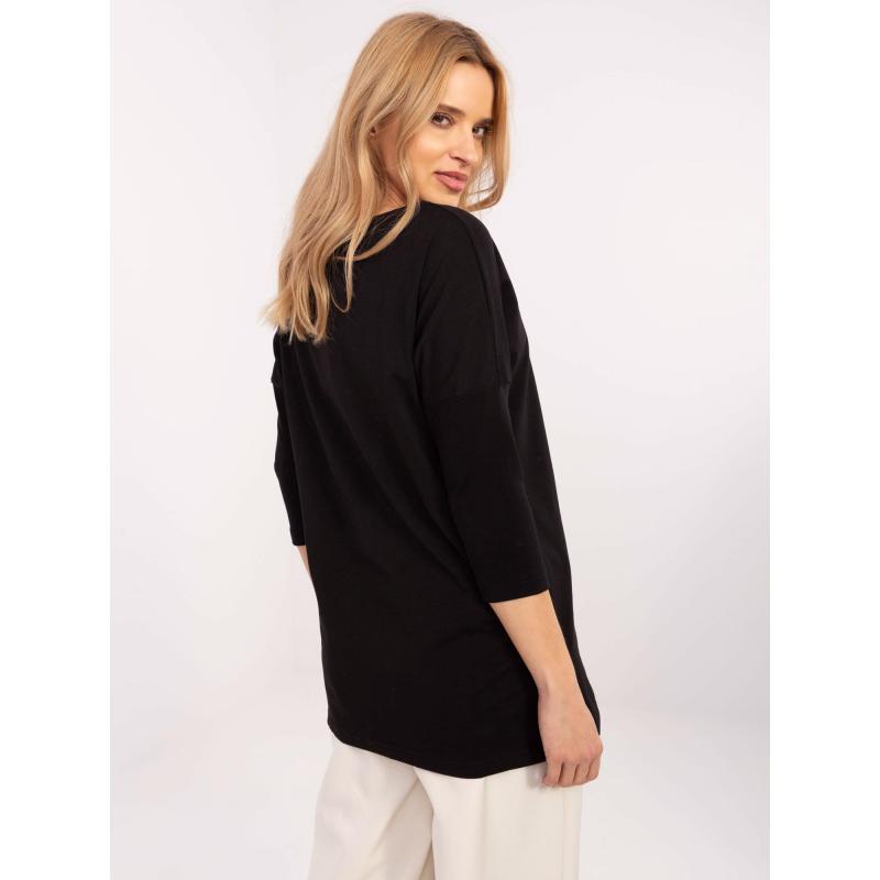 Černá dlouhá dámská halenka s rozparky