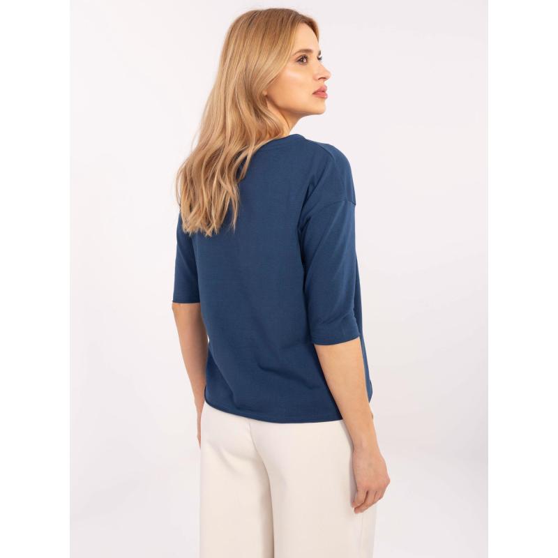 Tmavě modrá dámská halenka s nápisy