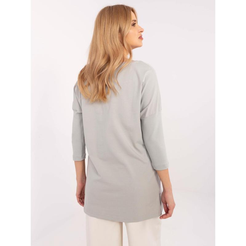 Šedá bavlněná halenka s rozparky