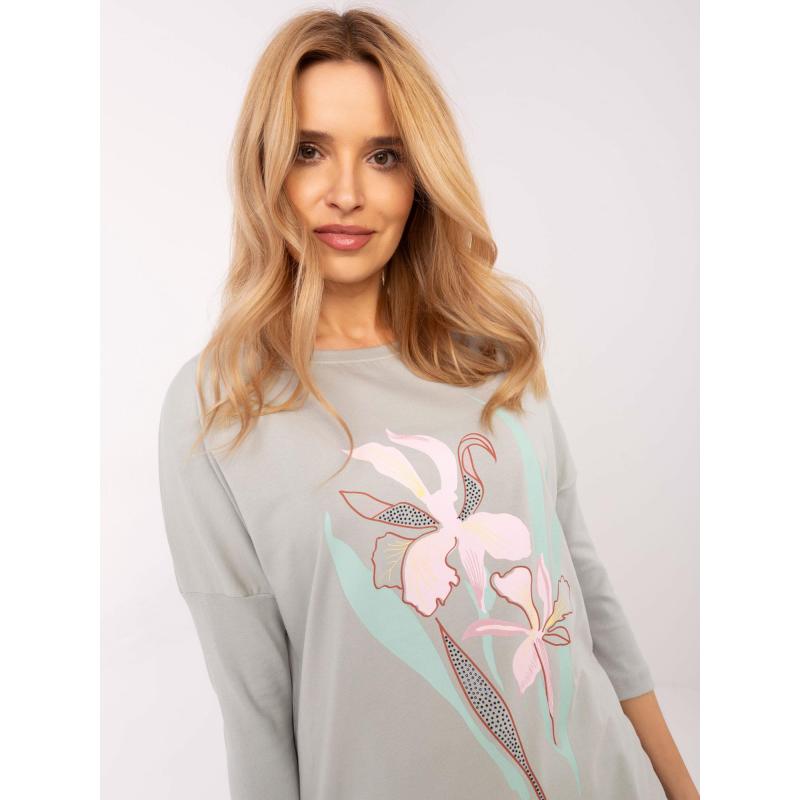 Šedá bavlněná halenka s rozparky