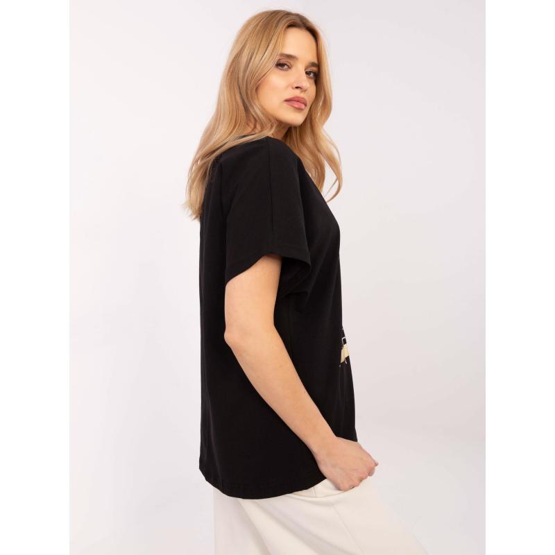 Fekete női oversize blúz applikációkkal