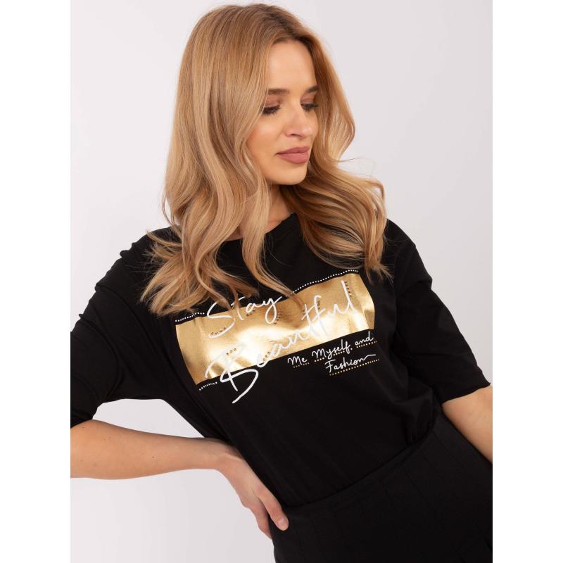 Černá dámská halenka s kamínkovou aplikací