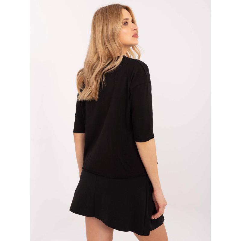 Černá dámská halenka s kamínkovou aplikací