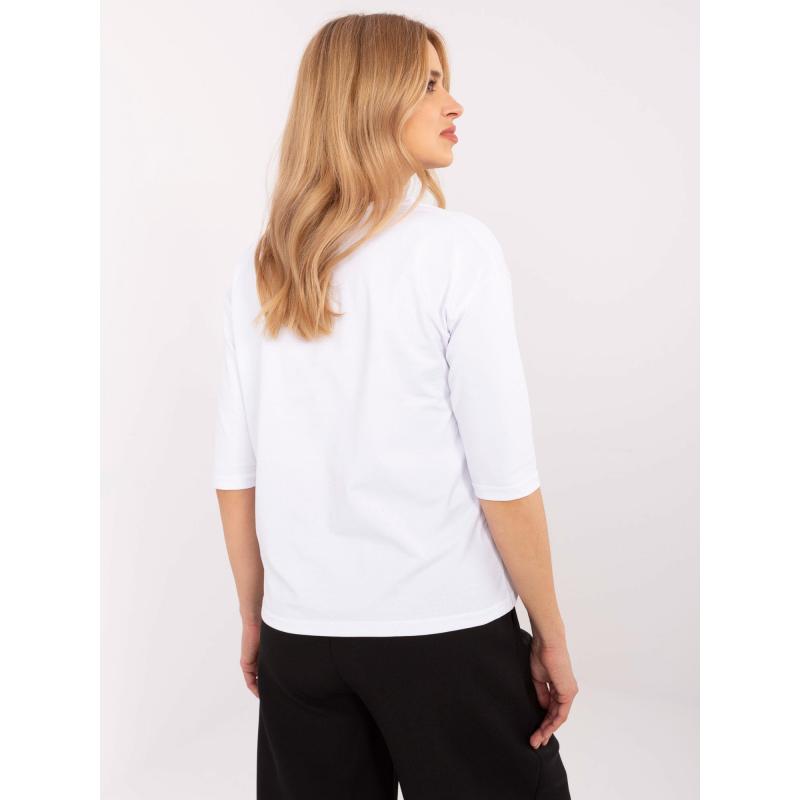 Bílá bavlněná halenka s kulatým výstřihem