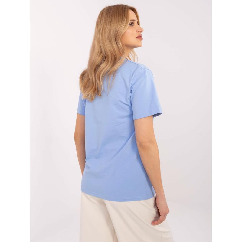 Světle modré bavlněné dámské tričko s nápisem