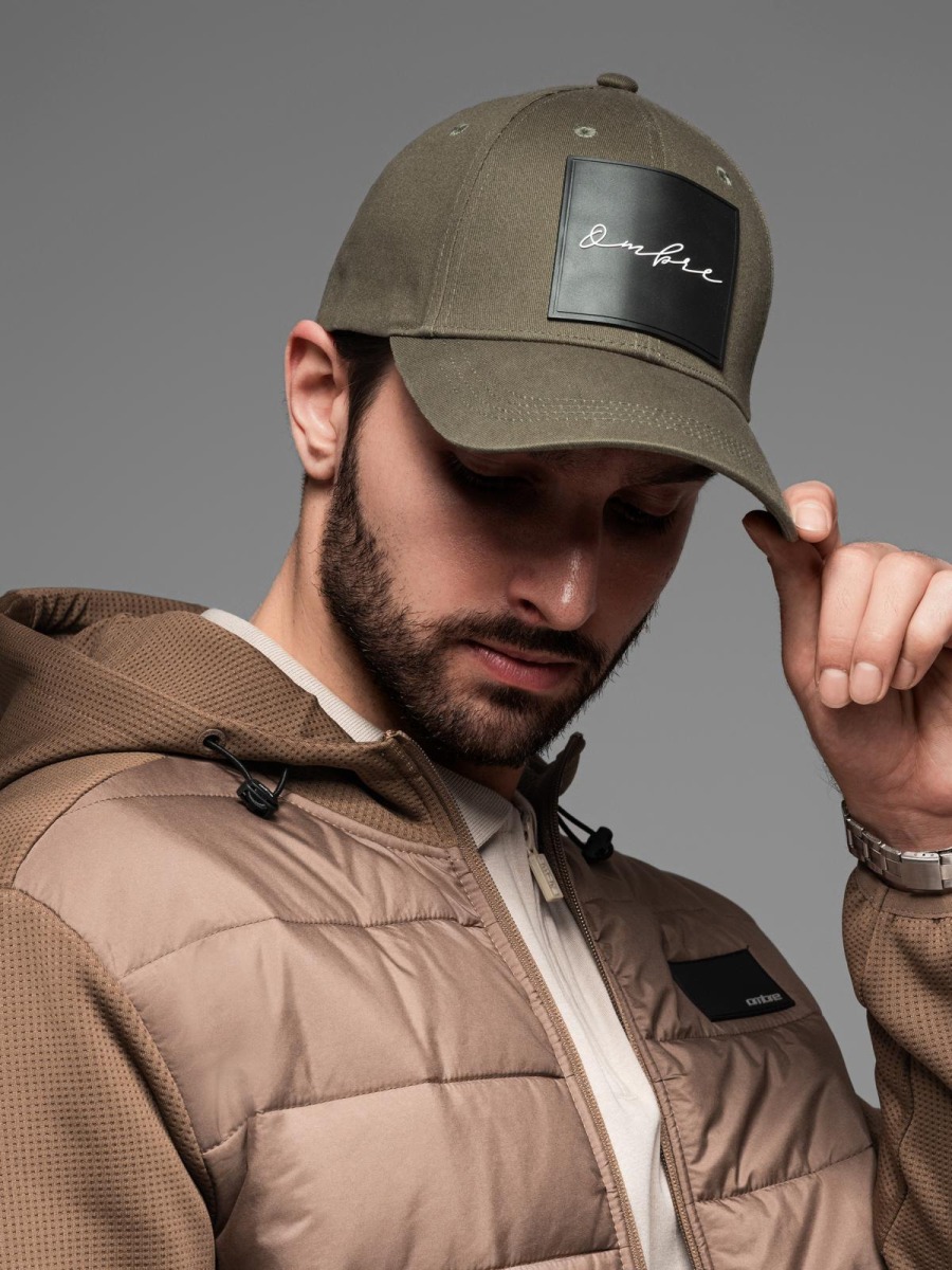Férfi baseball sapka napellenzővel és nagy felvarróval – khaki V2 OM-ACCS-0101