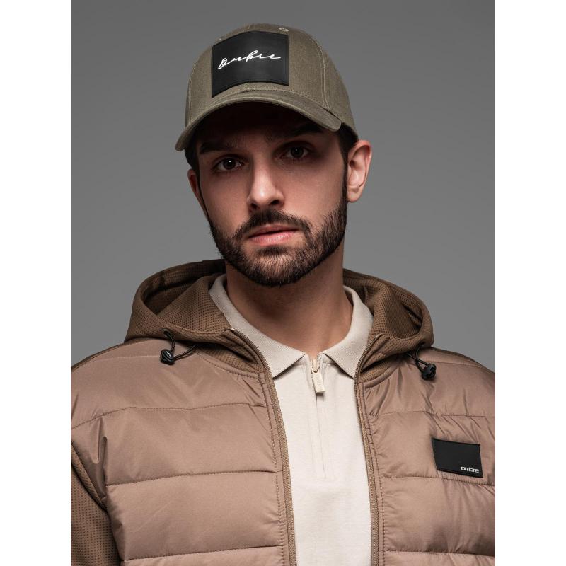 Férfi baseball sapka napellenzővel és nagy felvarróval – khaki V2 OM-ACCS-0101